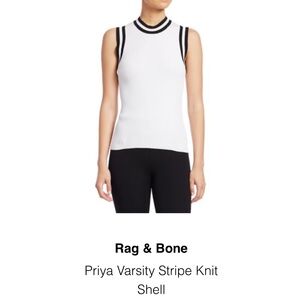 Rag & Bone Priya Varsity White and Black Sleeveless Top